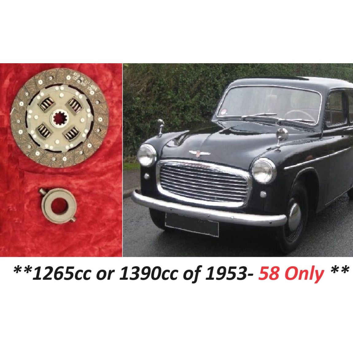 CLUTCH PLATE & RELEASE BEARING (Hillman Minx) (Mk7 & Mk8) (Ser. 1 & 2) (1265cc SV & 1390cc OHV) (**1952- 58 Only**) 